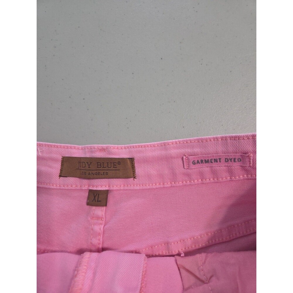 Judy Blue Mid Rise Garment Dyed pink Frayed Hem Shorts - Picture 5 of 6